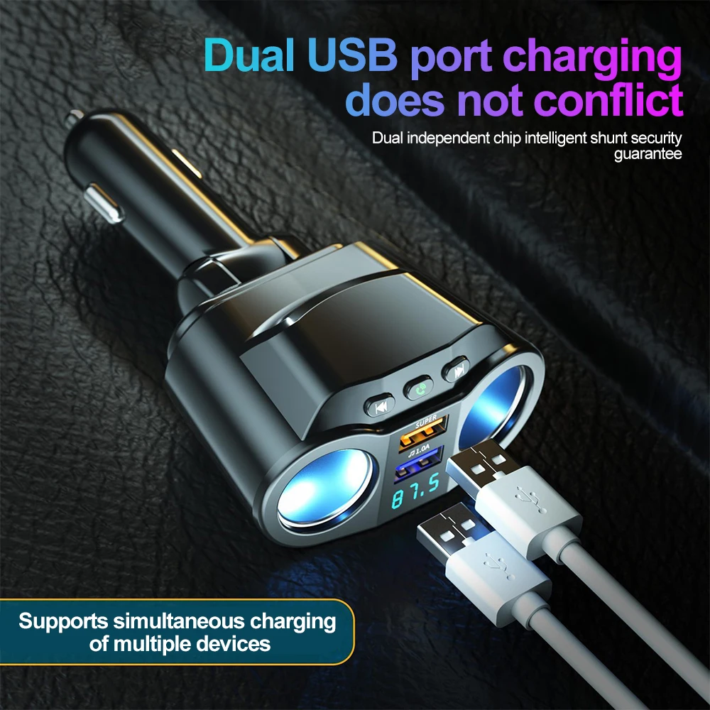 Двойно Зарядно за Кола USB QC3.0 Сплитер Гнездото на Запалката на Автомобил Адаптер Тип захранващи Гнезда-C + QC3.0 + 3.1 A с Led Дисплей