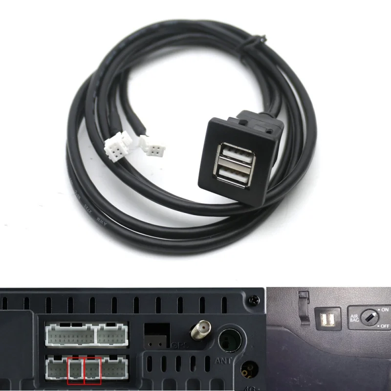 4 6 Пинов конектор Двойно USB Конектор за закрепване на панел на арматурното табло Удлинительный кабел Адаптер за авто Радио Мултимедиен плеър с Android