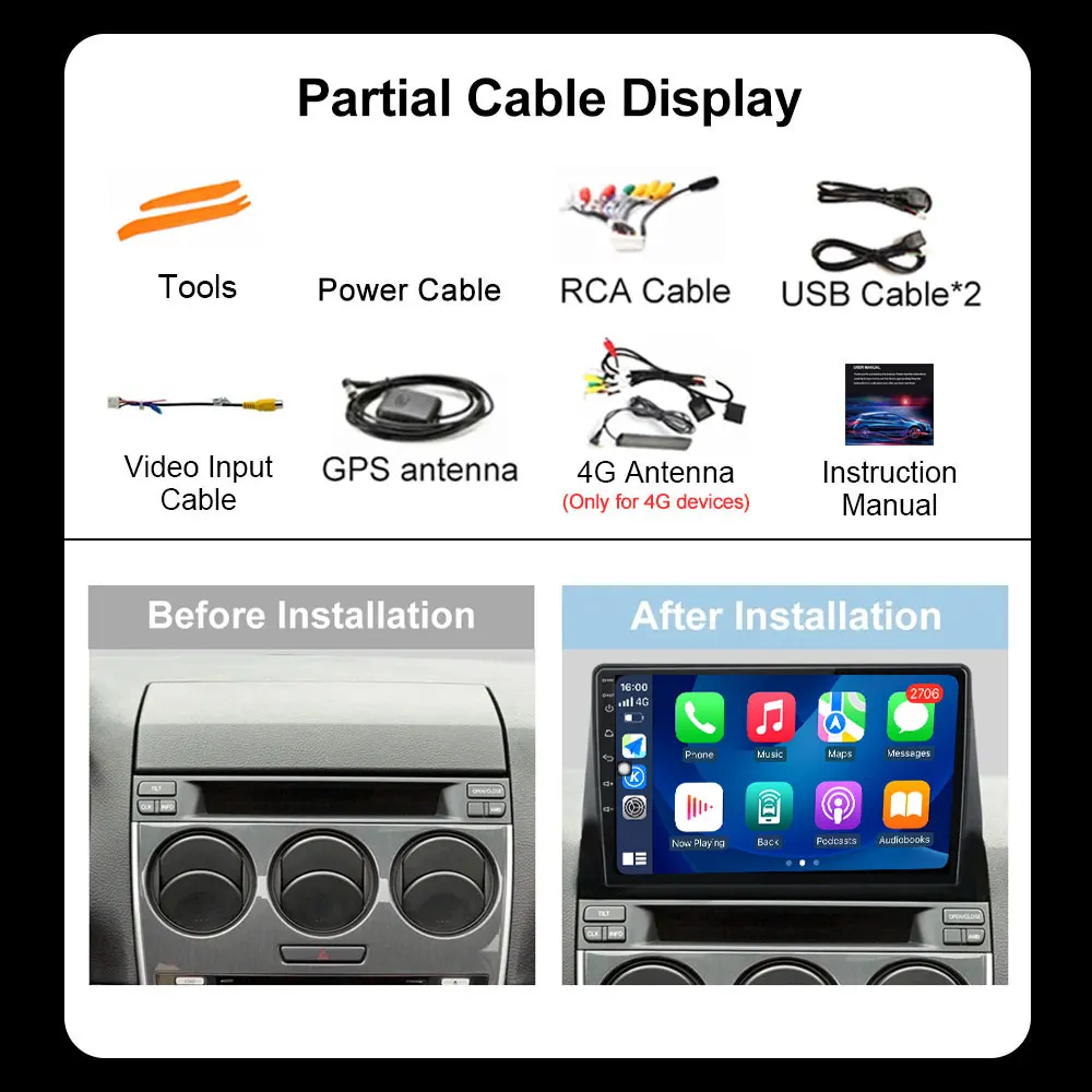 за Mazda 6 2002-2008 Автомобилен Мултимедиен плейър acesssories Стерео Безжичен CarPlay Auto Android GPS 13 Auto Radio UI DSP