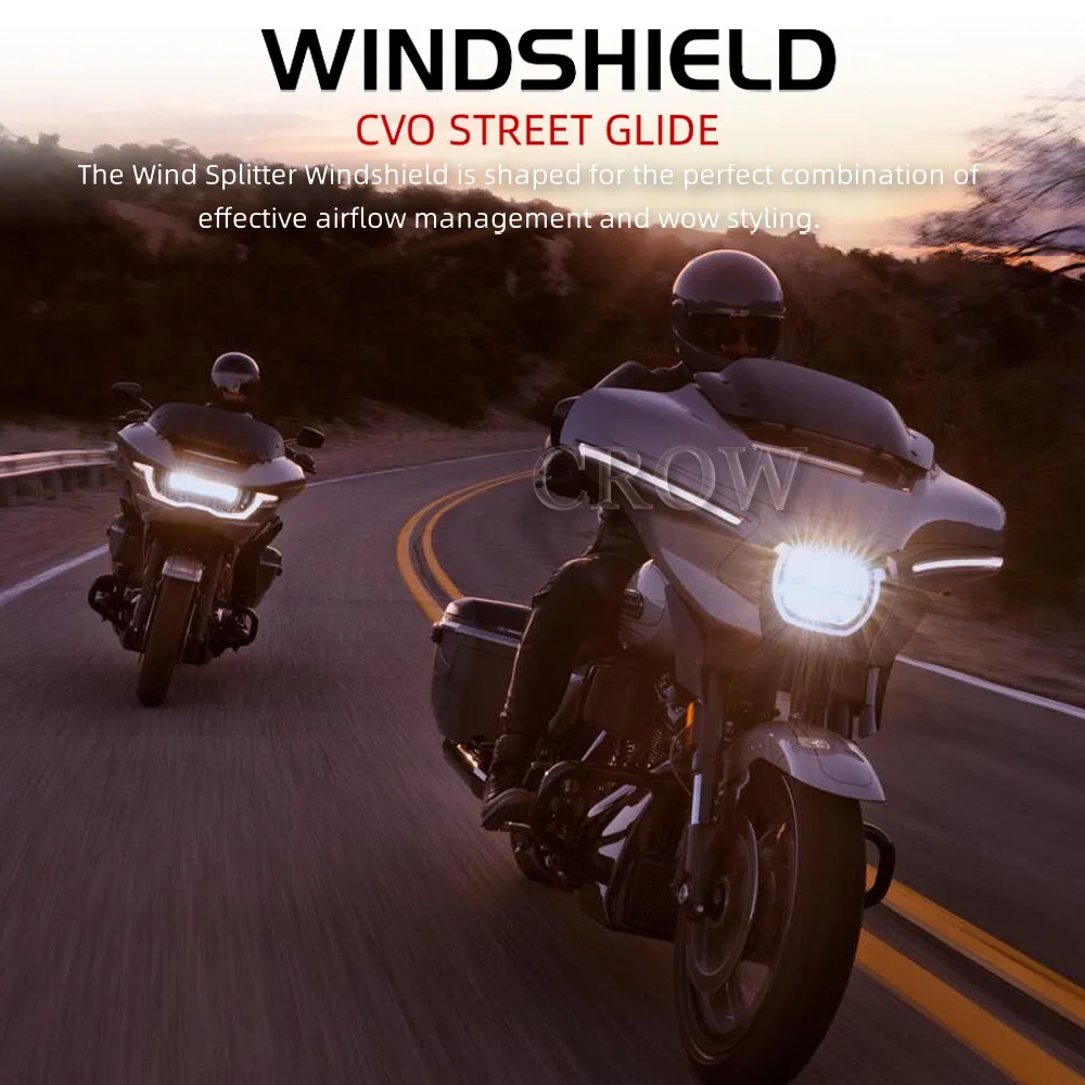 За модели на Harley CVO Street Glide 2023 2024 FLHXSE НОВ аксесоар за мотоциклет вятърна сплитер 5 инча. Обтекател на предното стъкло, Предното стъкло