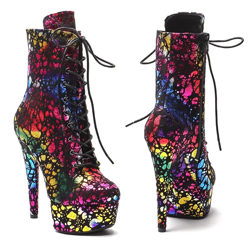 LAIJIANJINXIA/ Нови дамски обувки на платформа и висок ток от изкуствена кожа 15 см/6 см, модерните обувки за танци на един стълб, 040