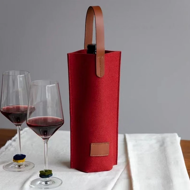 Чанта за вино от филц, изолирано от една бутилка Чанта-тоут, чанта-переноска за вино, мек охладител за вино, подарък за любителите на вина или за сватба