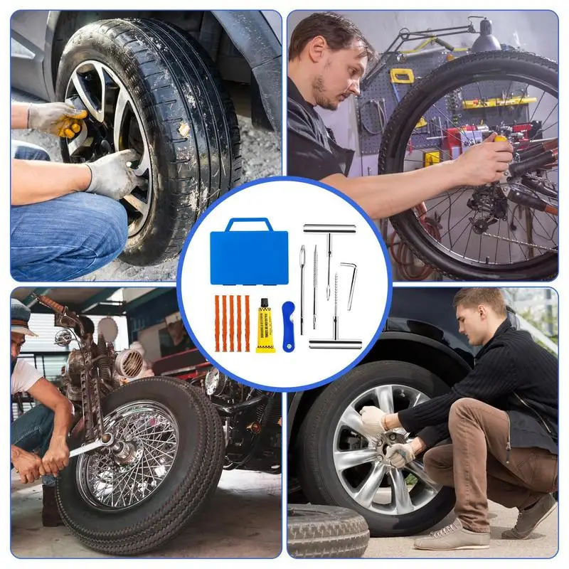 Комплект накладки за автомобилни гуми Професионален комплект заглушек за гуми за тежки условия на експлоатация на Преносим комплект за ремонт на гуми Здрав комплект накладки за автомобилни гуми за пътуване къмпинг кола