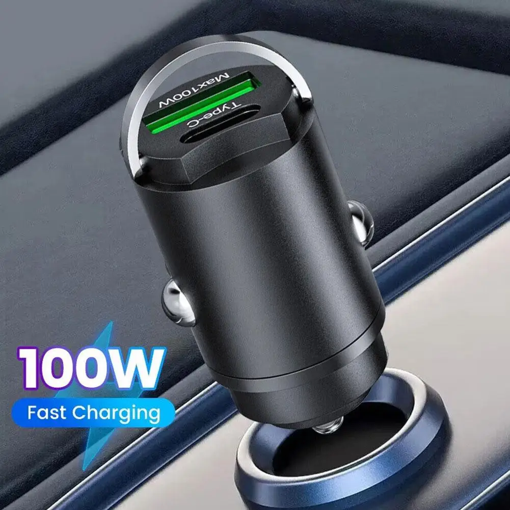 100 W Мини Зарядно Устройство за Запалка QC3.0 PD Бързо Зареждане За iPhone, USB Type C Адаптер за Кола Зарядно устройство За Samsung 