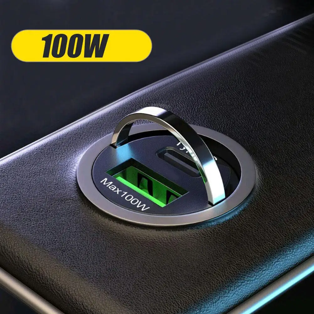 100 W Мини Зарядно Устройство за Запалка QC3.0 PD Бързо Зареждане За iPhone, USB Type C Адаптер за Кола Зарядно устройство За Samsung 