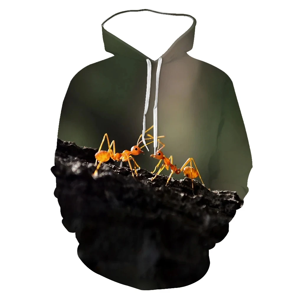 През пролетта и есента 2023 година Нов мъжки hoody с 3D принтом животни и мравки, удобна градинска мода hoody с дълъг ръкав
