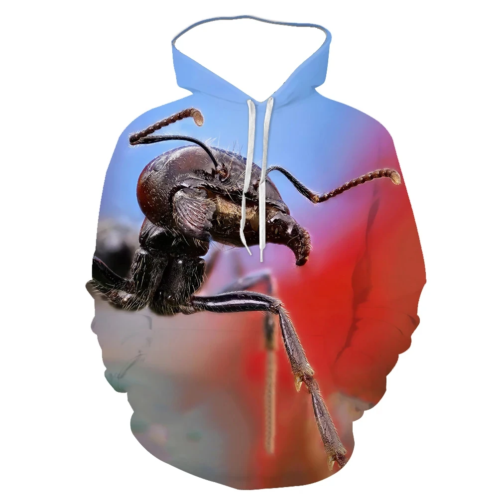 През пролетта и есента 2023 година Нов мъжки hoody с 3D принтом животни и мравки, удобна градинска мода hoody с дълъг ръкав