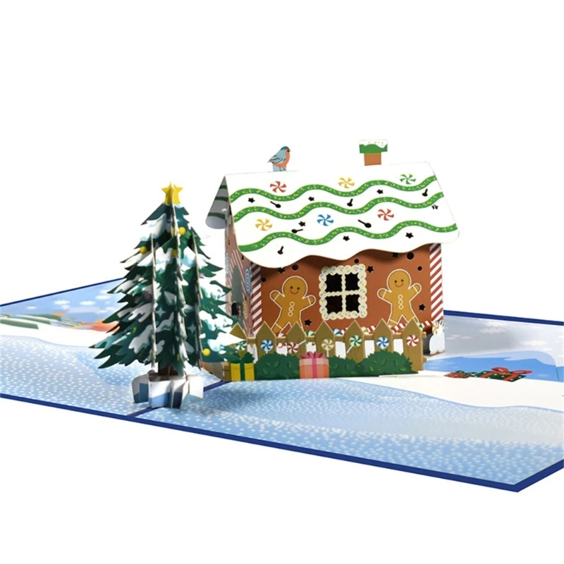 Коледен Човечето Къща 3D Картичка Празнична Украса Плотове 85AD