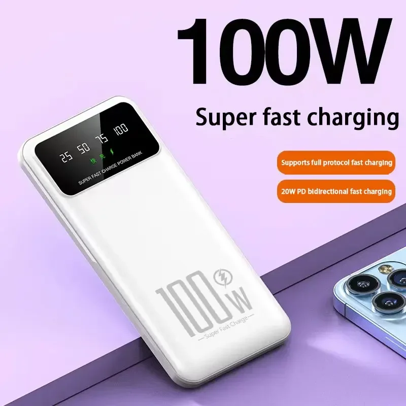 Захранване капацитет от 100000 ма 100 W ултра-бързо зареждане на Преносимо външно зарядно устройство за Iphone 14 13 Samsung, Huawei, Xiaomi Poverbank