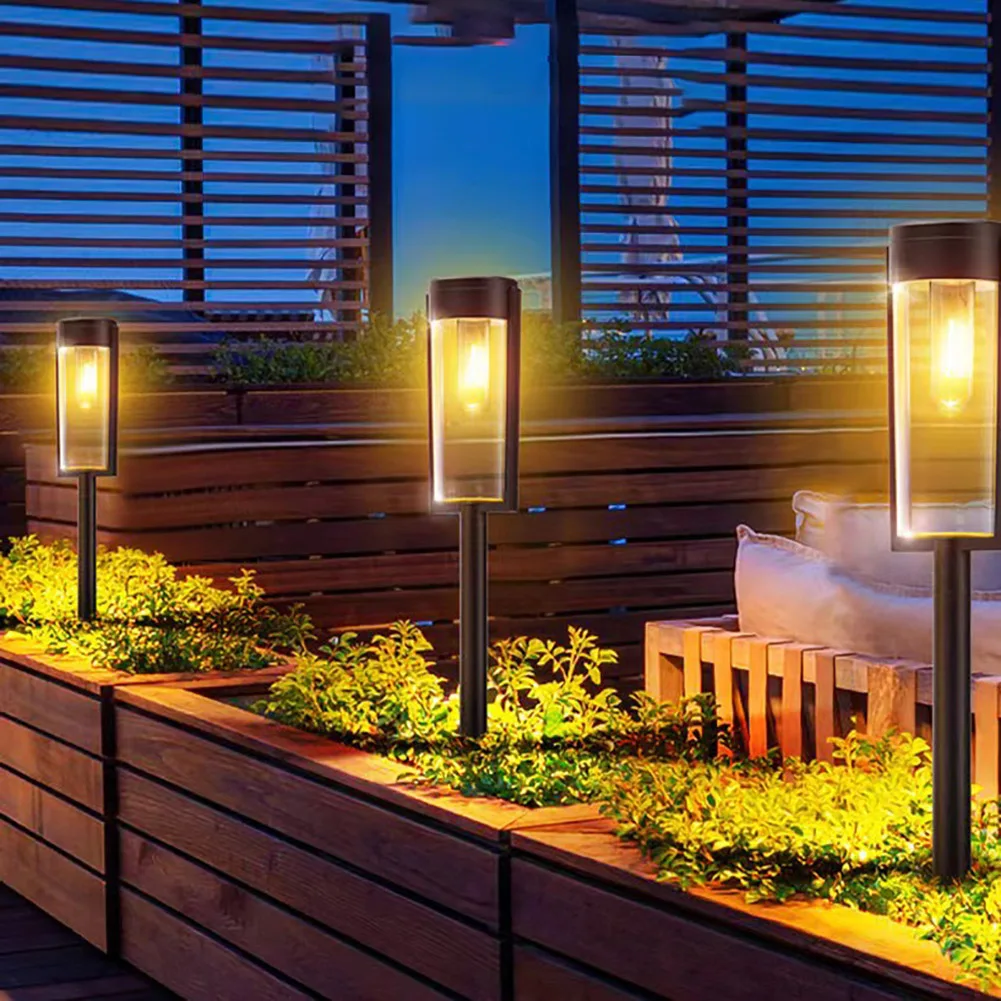 6 бр. соларни лампи за пътеки IP65, непромокаеми слънчеви градински фенери, зелени лампи на слънчеви батерии, декоративни слънчеви светлини за двора