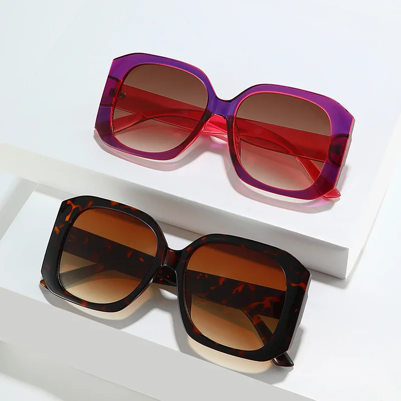 Слънчеви очила SHAUNA Fashion Polygon Square За жени Оранжево-розови нюанси UV400, Мъжки слънчеви очила с наклон