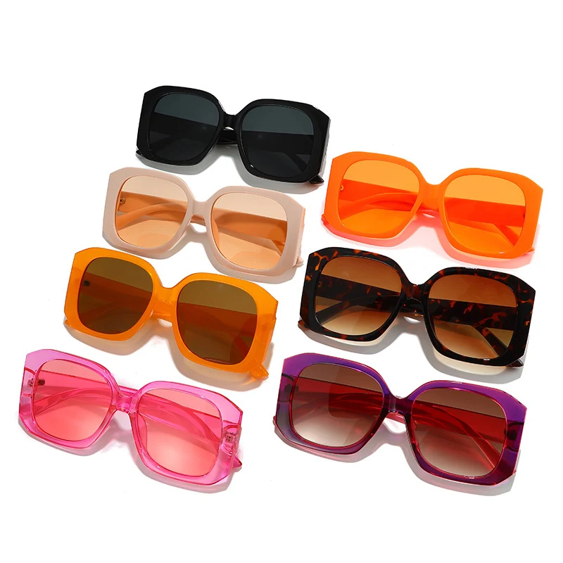 Слънчеви очила SHAUNA Fashion Polygon Square За жени Оранжево-розови нюанси UV400, Мъжки слънчеви очила с наклон