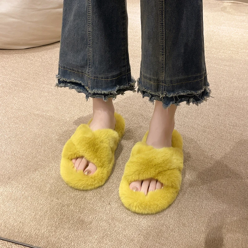 Домашни пухкави чехли, дамски връхни дрехи, мода есен-зима Корейската версия нескользящих памучни тапочек Кифла с дебела подметка