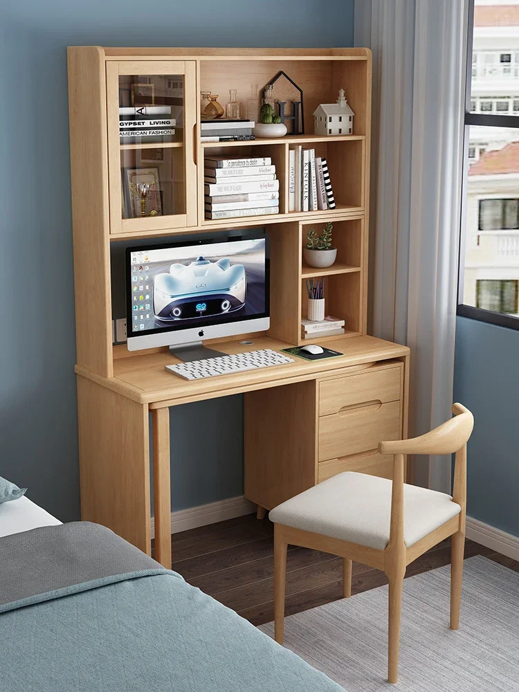Бюро от масивно дърво библиотеката вградени шкафове за дома студент разход на ъглова маса в скандинавски стил за кабинет в спалнята компютърна маса
