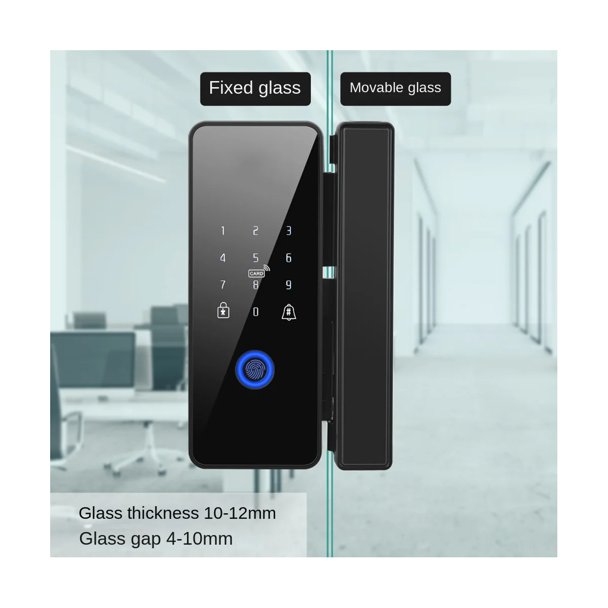 Водоустойчив интелигентна система за заключване на вратите на Hristo Wifi, електронно отключване с пръстов отпечатък, за стъклена врата, стил 1