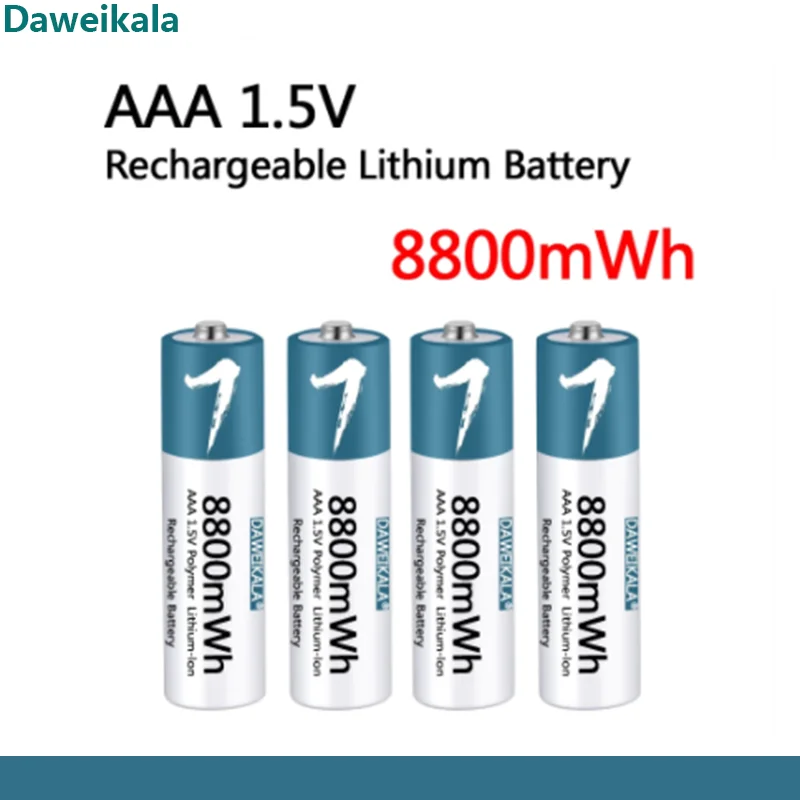 Батерия AAA от 1,5 8800 МВтч Акумулаторна полимерна литиево-йонна батерия Батерия AAA за мишка с дистанционно управление, малък вентилатор, Електрическа играчка