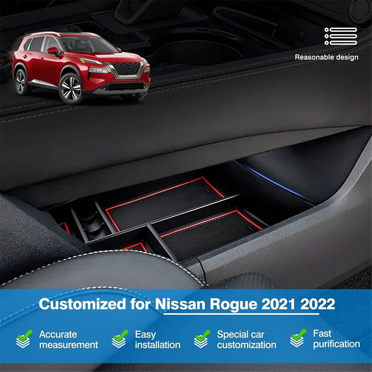 Органайзер за Централната Конзола на Автомобила Nissan Rogue 2021 2022 2023 T33 Тава За Съхранение на Интериорни Аксесоари
