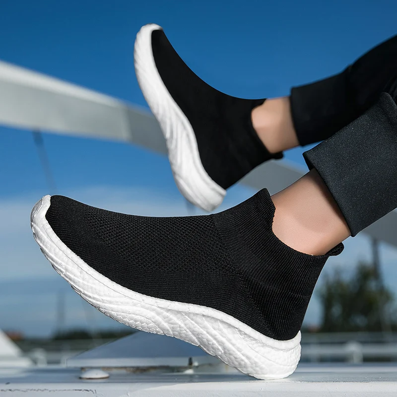 Мъжки и дамски ежедневни обувки, удобни ластични чорапи, лека нескользящая обувки за ходене, дишащи спортни маратонки за бягане