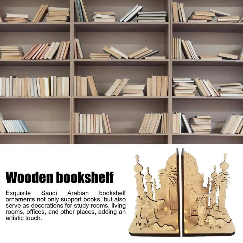 Направи си САМ 3D Дървена лавица за книги Миниатюри Комплекти за арабска етническа сцена Реколта Поставка за книги известните агенции bookshelf Начало декор