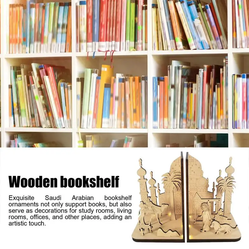 Направи си САМ 3D Дървена лавица за книги Миниатюри Комплекти за арабска етническа сцена Реколта Поставка за книги известните агенции bookshelf Начало декор