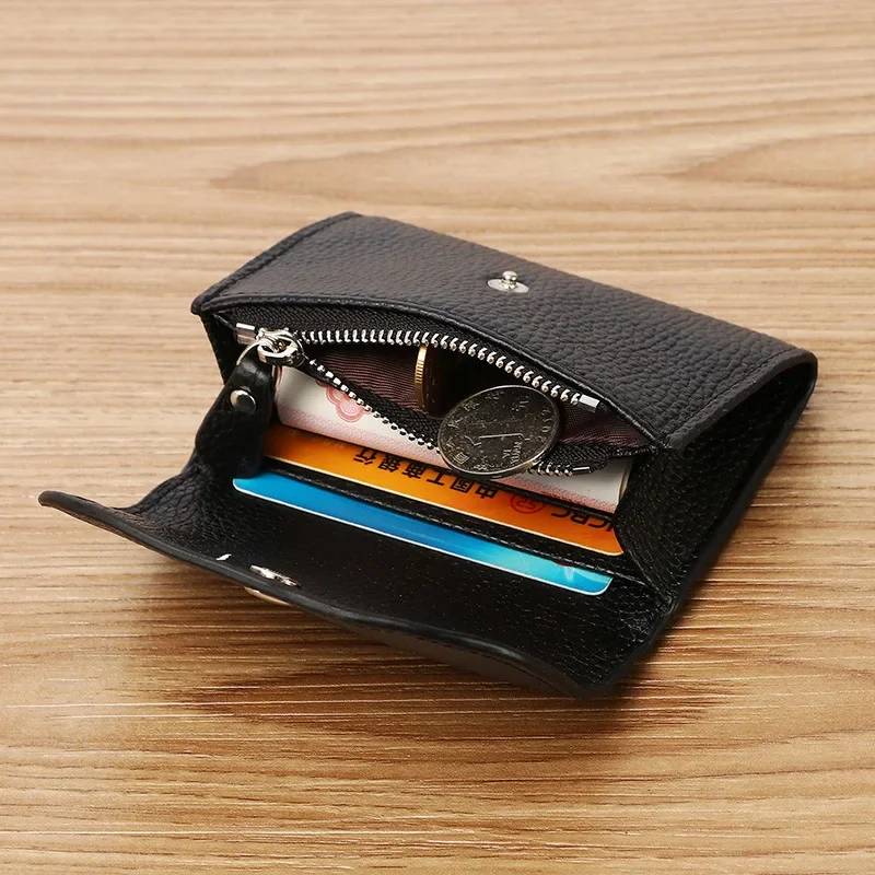 Текстурный мини портфейл от телешка кожа за мъже и жени, малка чанта за карти, лека кесия, портфейл за монети, чанта за карти.