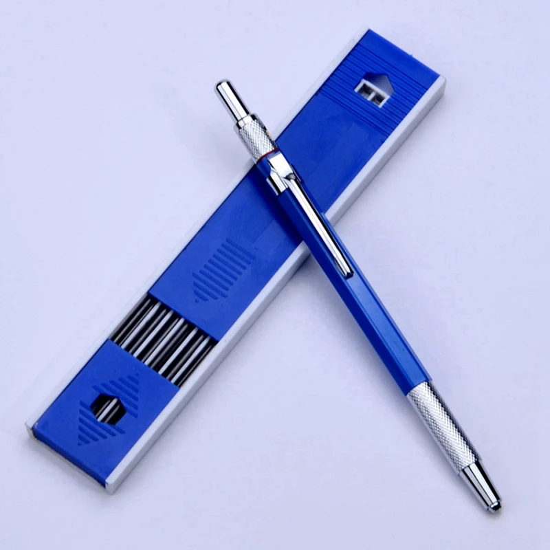 Механичен грифель 2 елемента 2,0 мм, молив за груб рисуване, Плотницкое ръкоделие, художествени скици С 24 сменяеми притурки - син