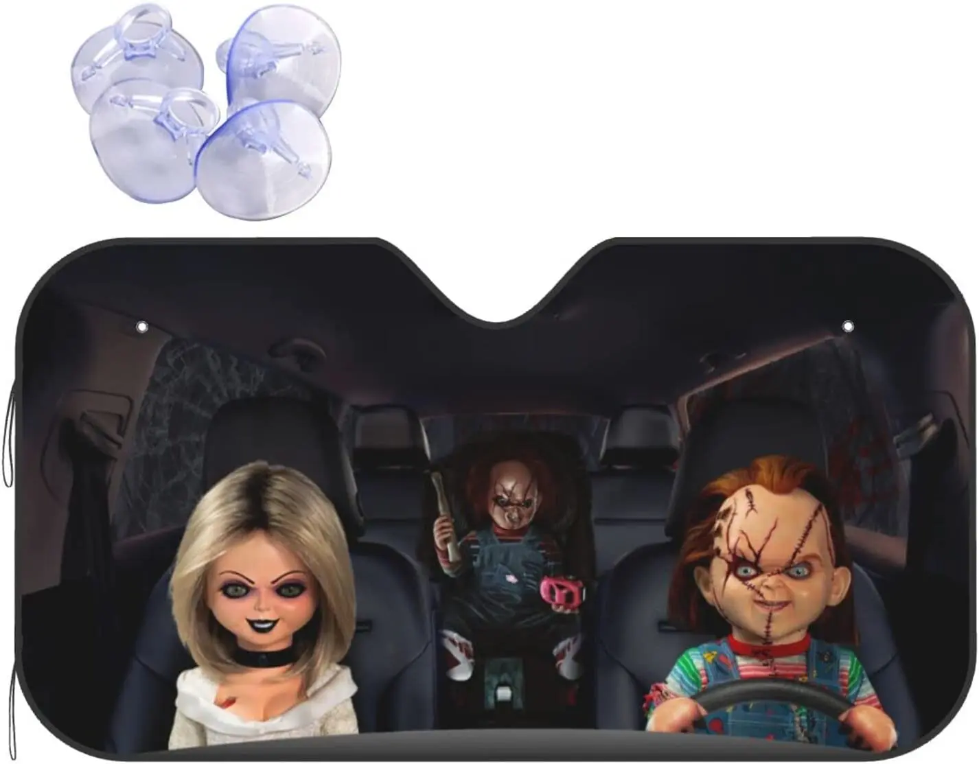 Сенника на предното стъкло на превозното средство от филм на ужасите с анимационни герои, слънчеви очила са в челните стъкло на автомобила Блокират ултравиолетовите лъчи, козирка за превозни средства