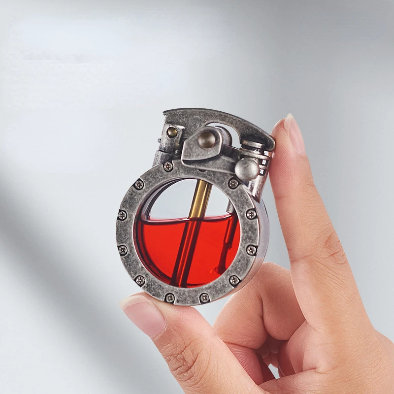 Нов Прозрачен резервоар за Гориво, Метална перекидная Керосин запалка, Креативна форма на джобен часовник в Ретро стил, Мъжки подарък запалка на едро