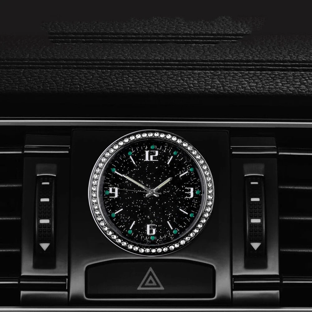 Автомобилни кварцов часовник с вентиляционным дупка, универсални, 1 бр., черни, вграден бутон на батерията, качествени автоаксесоари, автомобилни часовници