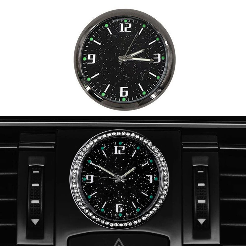 Автомобилни кварцов часовник с вентиляционным дупка, универсални, 1 бр., черни, вграден бутон на батерията, качествени автоаксесоари, автомобилни часовници