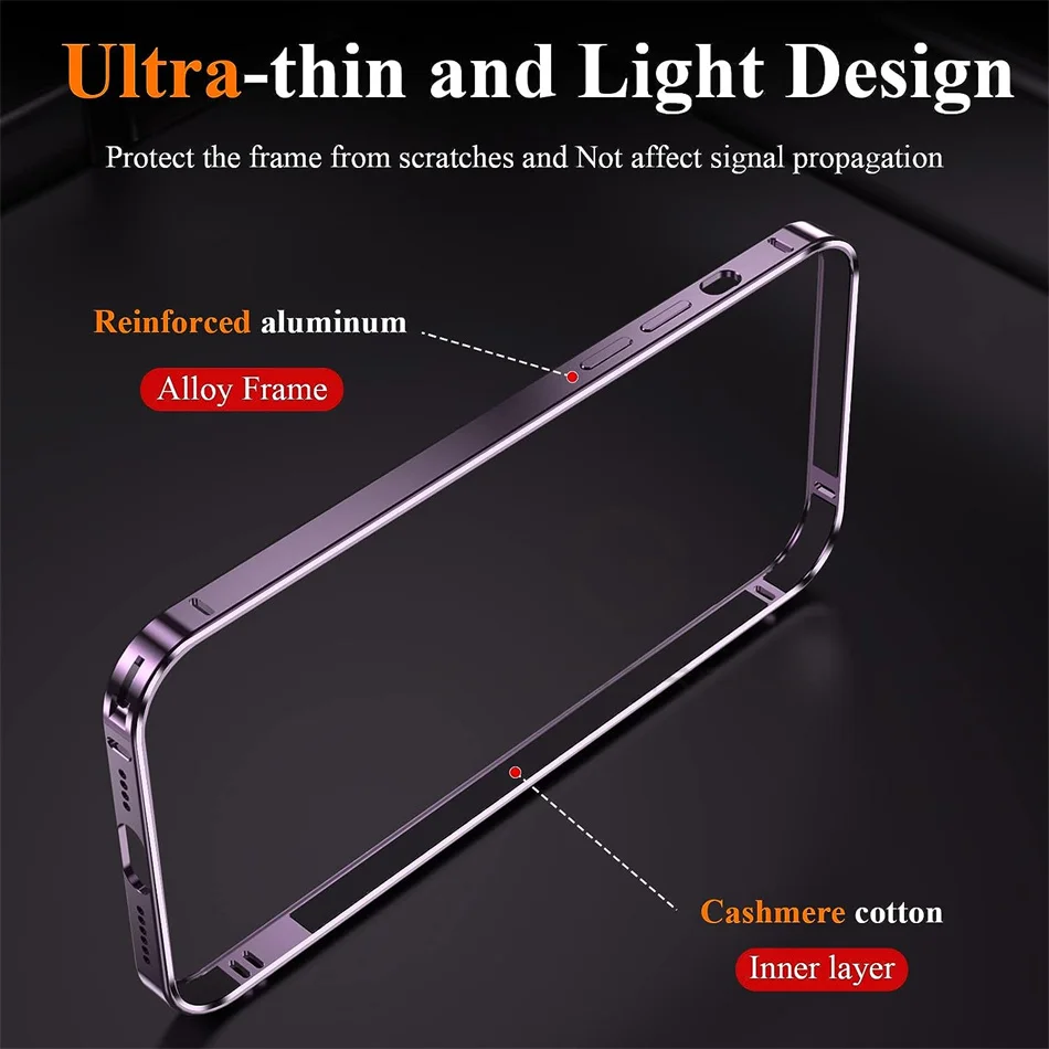 Алуминиеви броня Ultra Silm за iPhone 15 12 13 14 Pro Max 14plus от луксозен лека сплав без рамки и аксесоари Funda