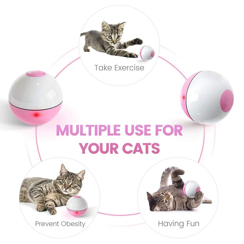 Интерактивни играчки за котки, топка за домашни котки, автоматично завъртане на 360 ° led червена подсветка играчка