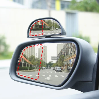 Автомобилно огледало, регулируема на 360 градуса, Широкоъгълни огледала за обратно виждане, сляпа зона, капаче за паркиране, Аксесоари огледалото за обратно виждане.