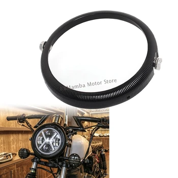 Аксесоари за мотоциклети 7-инчов кръгла скоба за пръстени на фаровете, черен пръстен за осветление, Декоративна капачка за Harley Honda Triumph