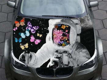 Астронавт на Луната Пеперуда Стикер на колата Графика Vinyl стикер Шаблон капачки, Опаковки Стикер с индивидуален дизайн направи си САМ стикер на предния капак на двигателя