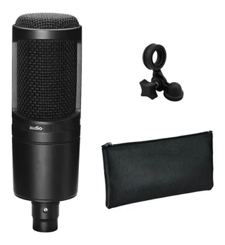 Аудио AT2020 Кардиоидный кондензаторен микрофон 20-200 Hz, Трехконтактный XLRM, мъжки микрофон за запис, микрофон за караоке