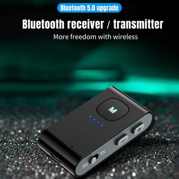 Аудиоприемник-предавател, Bluetooth 5.0, 3.5мм жак, микрофон, безжичен адаптер на захранване, дисплей с подкрепата скоба, TF карта