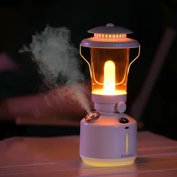 Безжична Овлажнител на Въздуха Туризъм Лампа Ароматерапевтични Дифузор с Led Подсветка, USB Заряжаемая Ретро Керосин Лампа Туманообразователь за Дома
