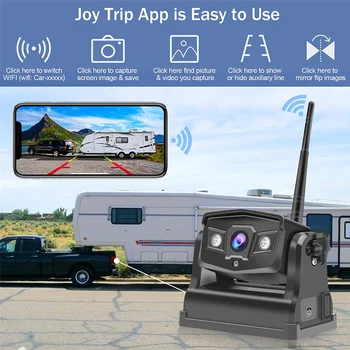 Безжична резервна камера, Wi-Fi Камера за задно/предно вид Акумулаторна батерия за ремарке/камион/Fifth Колела/RV