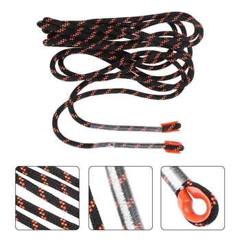 безопасност въже за катерене по дърво с дебелина 8 мм, екипировка за спортове на открито (черно и оранжево, на метър)