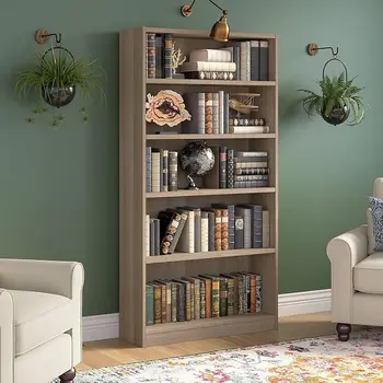 Библиотеката Bush Furniture Universal с 5 високи рафтове пепеляво-сив цвят.