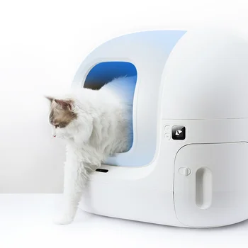 Бял Интелигентен автоматичен котешки тоалетна Wifi Smart Пет Cat Toilet Automatic Cat Box