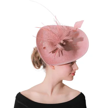 Вечерни шапки Kenducky Derby прасковен цвят на цвят, женски аксесоари за коса 