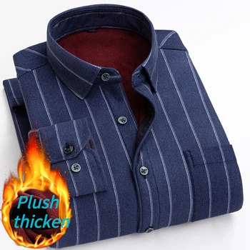 Висококачествено мъжко есенно-зимни кадифе утепленная риза, бизнес и ежедневни модерна риза с дълъг ръкав, мъжки дрехи
