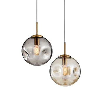 Висящи осветителни тела от скандинавския стъкло проста подвесная лампа във формата на стъклена топка, лампи за бара, ресторант, столова, кухня, аксесоари за дома, осветителни тела