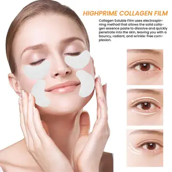 Водорастворимая маска с високо съдържание на протеин, Колаген фолио за лицето, премахва Тъмните кръгове, торбички под очите, маска за очите, изглажда фини бръчки, стяга и укрепва