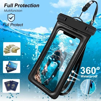 Водоустойчива чанта за мобилен телефон с плаваща предпазна възглавница, калъф за телефон за iPhone 14 13 12 Pro Max Samsung S22 S23 Xiaomi 13, водоустойчива чанта за гмуркане