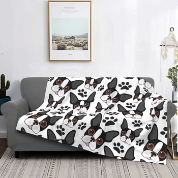 Всички одеяла за кученца от Бостън-териер, мек вълнен плат текстилен интериор, ультрамягкие завивки спално бельо, плюшевое коварен одеяло за пътуване