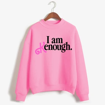 Градинска дрехи за момичета I Am Kenough Ярко-Розова Дамски дрехи 2023, Зимни блузи, Мешковатая модни hoody, всекидневни спортни дрехи, спортно облекло