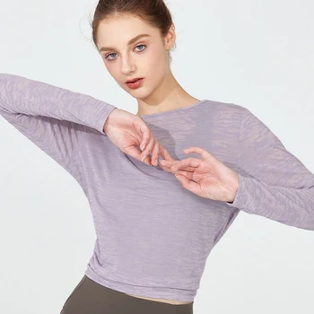 Дамски дрехи за йога, новата есенно-зимна тениска с дълъг ръкав, бързосъхнеща спортна риза, риза за здравето във фитнес салона